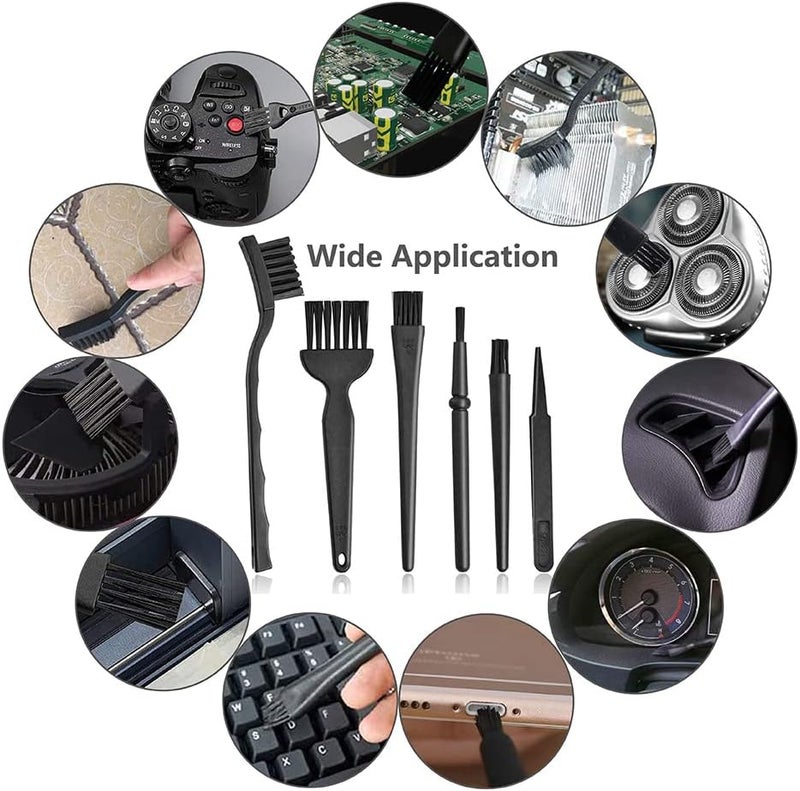 Nockchawon Keyboard Brush,6 in 1 Multi-Purpose Portable Plastic Handle Nylon Anti Static Brush Kit Fit for MacBook Laptop,Phone,Computer Keyboard,Machine,Car Interior Detailing,PP Handle,Razor Cleaning Brush - Image 5
